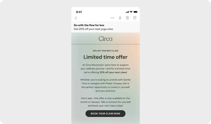 Circa promotional email