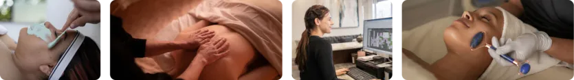 A collage showing a day spa